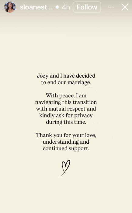 Sloane Stephens divorce statement