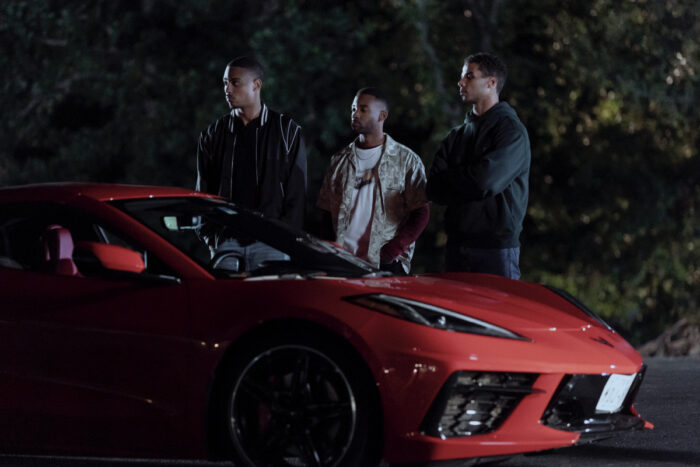 Keith Powers as Tyon , Algee Smith as Kevin, and Mason Gooding as Derek in The Gates.
