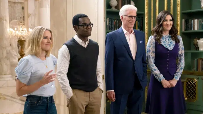 The Good Place complete series cast including Kristen Bell in afterlife comedy