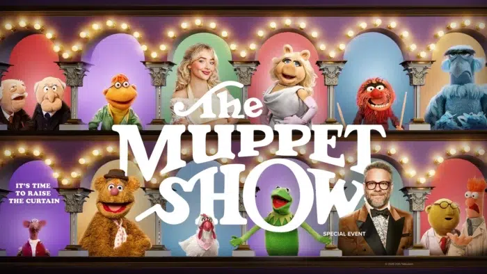Kermit and Miss Piggy in The Muppet Show Disney+ special event with Sabrina Carpenter
