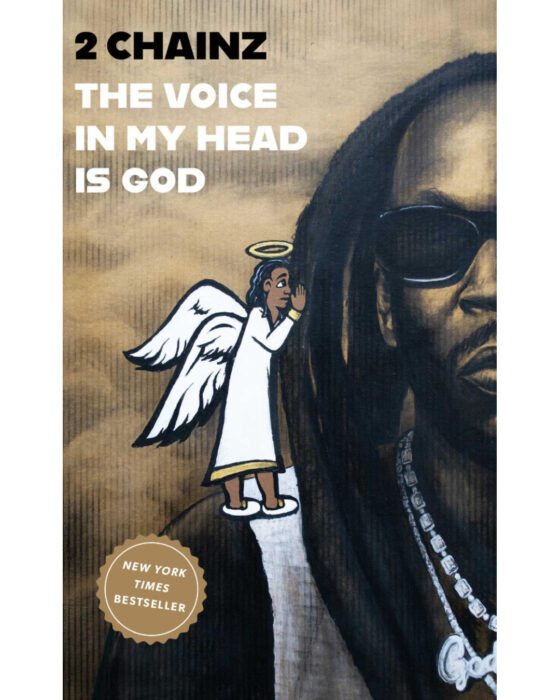 Book cover of 2 Chainz memoir "The Voice In My Head Is God" which debuted on The New York Times Best Sellers list