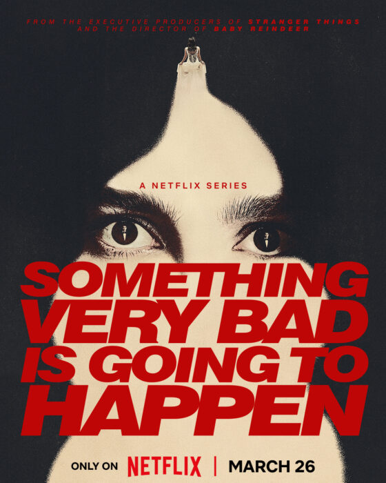Camila Morrone and Adam DiMarco in eerie wedding horror “Something Very Bad Is Going To Happen” key art