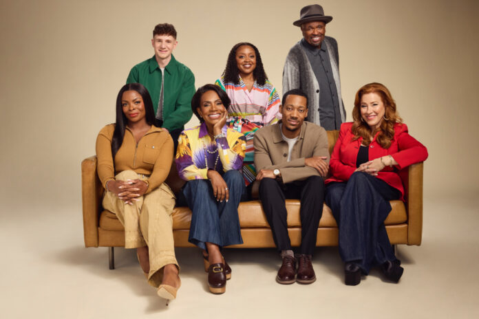 Cast of “Abbott Elementary” including Janelle James, Chris Perfetti, Sheryl Lee Ralph, Quinta Brunson, Tyler James Williams, William Stanford Davis, and Lisa Ann Walter on ABC.