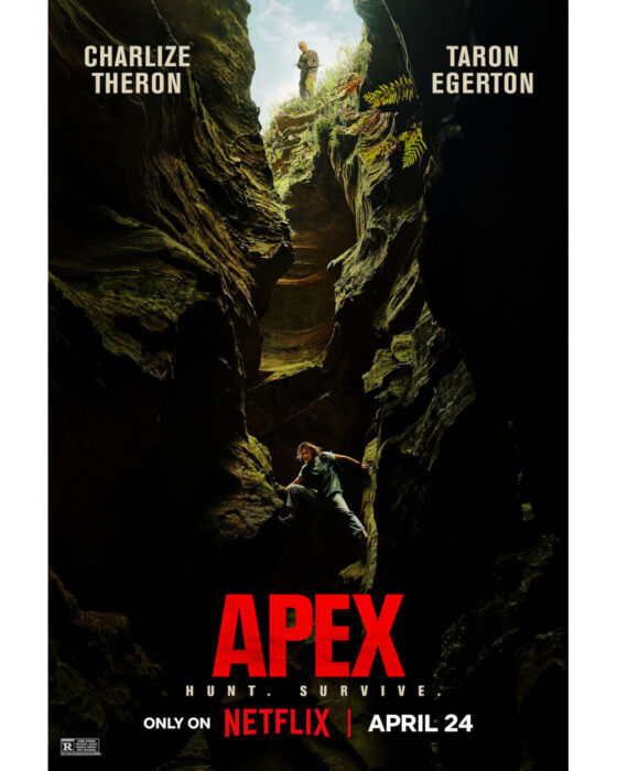 Apex Netflix 2026 thriller film key art featuring survival drama in the wilderness