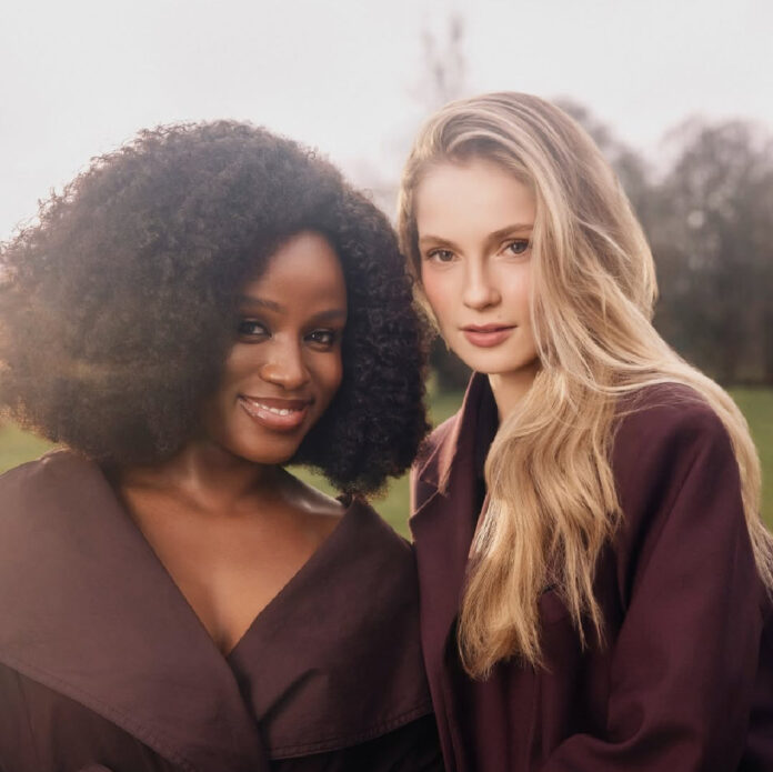 Hannah Dodd and Masali Baduza as Francesca Bridgerton and Michaela Stirling in “Bridgerton” Season 5 first look