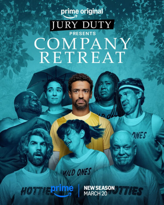 Jury Duty Presents Company Retreat Prime Video key art showing corporate retreat chaos