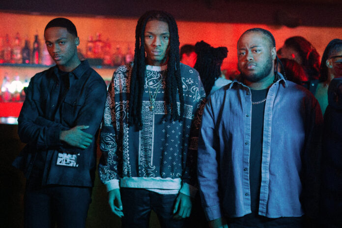 Ahmad Nicholas Ferguson as Bakari, Michael V. Epps as Jake, and Shamon Brown Jr. as Papa in “The Chi” Season 8 on Paramount+