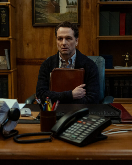 "Widow’s Bay" Apple TV key art featuring Matthew Rhys in a mysterious coastal town with dark secrets