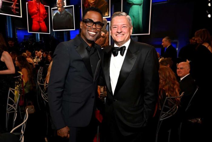 Chris Rock and Ted Sarandos attend the AFI Life Achievement Award honoring Eddie Murphy at the Dolby Theatre in Hollywood, April 2026