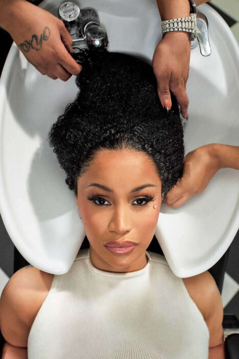 Cardi B promoting her Grow-Good Beauty haircare line during the April 15 launch