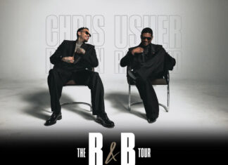 Chris Brown And Usher R&B Tour 2026 Dates And Tickets Chris Brown and Usher pose in black suits for the R&B Tour 2026 Raymond and Brown Tour official promo image