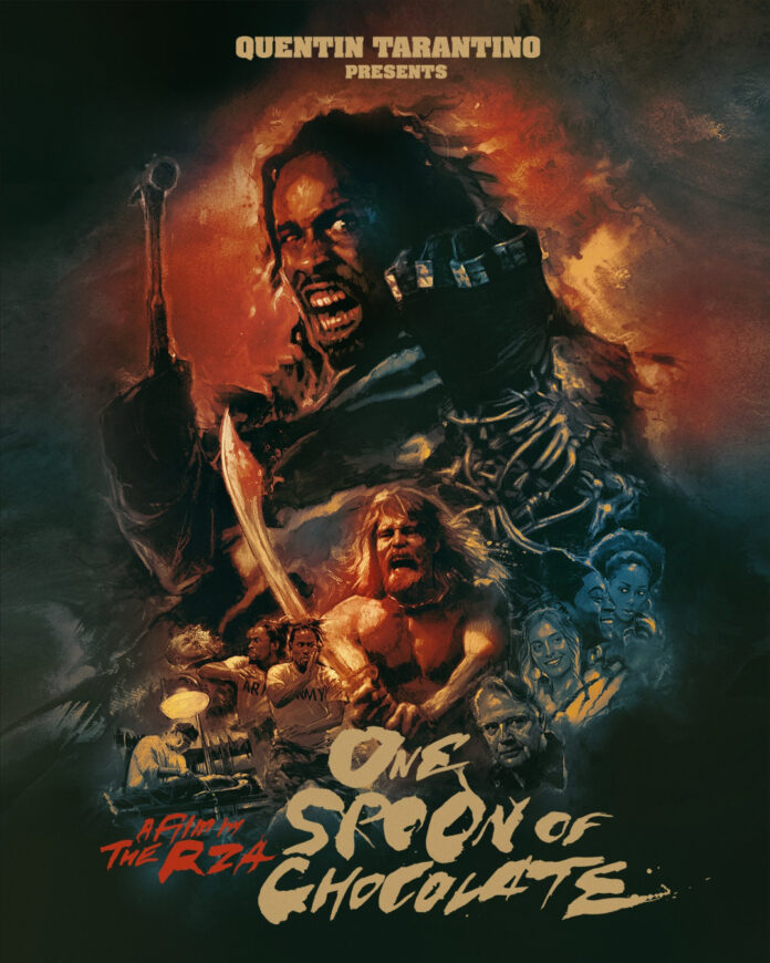 one-spoon-of-chocolate-movie-poster-2026-rza-film Official movie poster for “One Spoon of Chocolate” (2026), a satirical action thriller directed by RZA and starring Shameik Moore