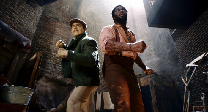 Jack Huston as Sandman and Abraham Popoola as Tombstone in a scene from “Spider-Noir” on Prime Video