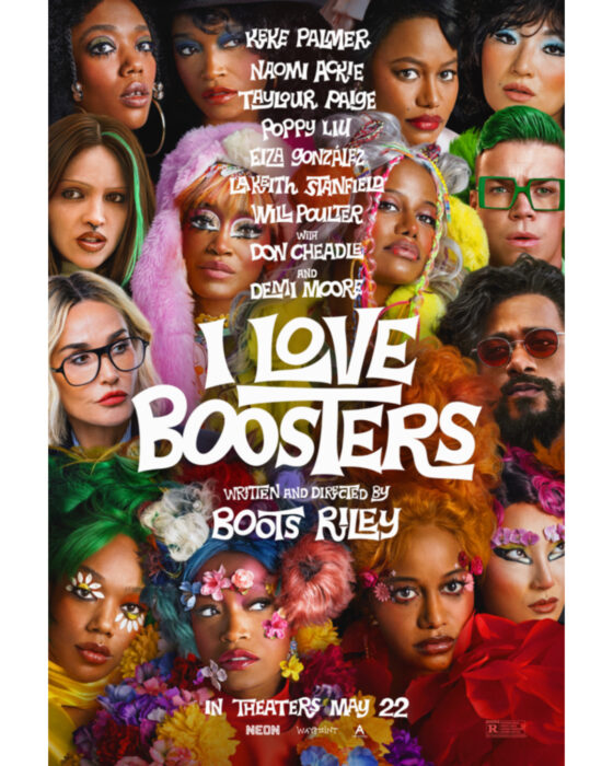 Official poster for “I Love Boosters,” the 2026 feature film releasing in theaters.
