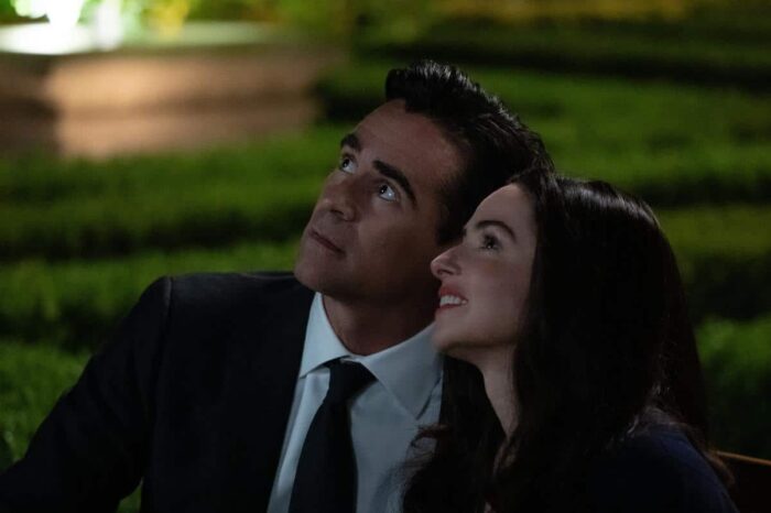 Colin Farrell and Laura Donnelly in a scene from “Sugar” Season 2