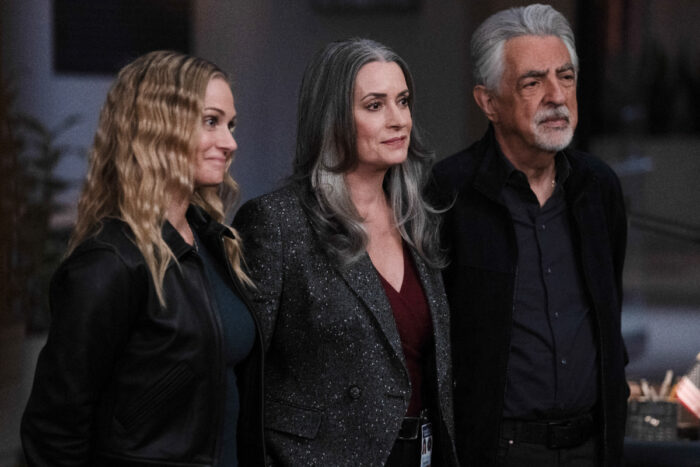 A.J. Cook, Paget Brewster, and Joe Mantegna in “Criminal Minds: Evolution” Season 19 on Paramount+