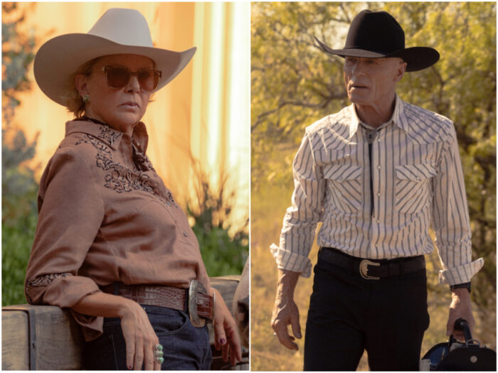 Annette Bening as Beulah Jackson and Ed Harris as Everett McKinney in “Dutton Ranch” on Paramount+.