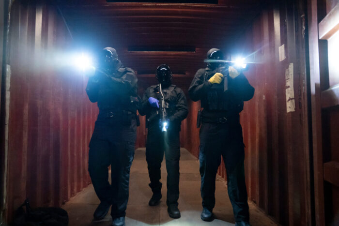 Quincy Isaiah as Deon, Y’lan Noel as Coltrane Wilder, and Tre Hale as Stro in episode 104 of “Nemesis” on Netflix