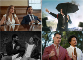 Netflix June 2026: 19 New Shows And Movies To Watch Collage featuring Michael Jackson: The Verdict, Jennifer Lopez and Brett Goldstein in “Office Romance,” John Cena and Eric André in “Little Brother,” and key art from “Color Book” for Netflix June 2026 releases.