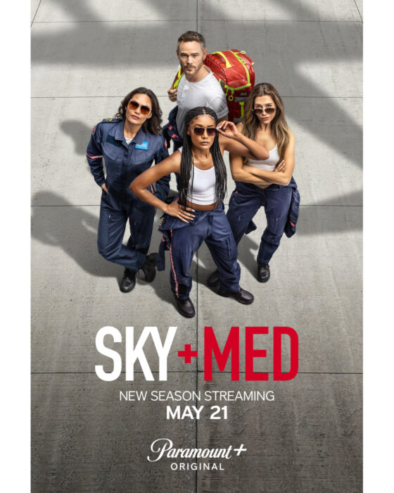 SkyMed Season 4 key art featuring air ambulance crew in remote Canada premiering May 2026 on Paramount Plus