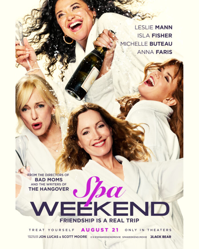 Official movie poster for “Spa Weekend” starring Leslie Mann, Isla Fisher, Anna Faris, and Michelle Buteau.