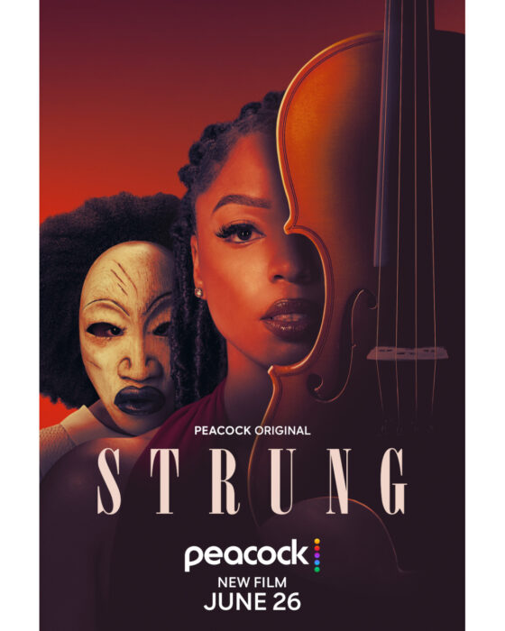 Official key art for Peacock’s psychological thriller “Strung” starring Chloe Bailey, Lynn Whitfield, Lucien Laviscount, Anna Diop, and Coco Jones