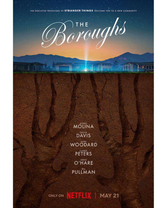 key art of The Boroughs Netflix series about retirees facing a mysterious threat
