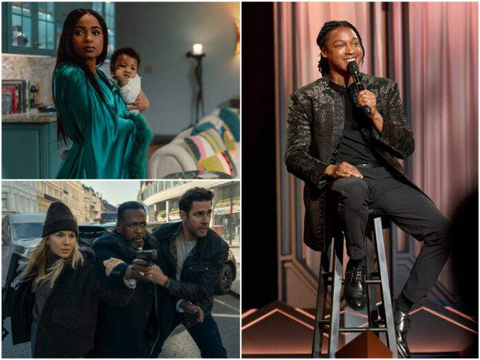 “What To Watch This Week” collage featuring “The Chi,” “Josh Johnson: Symphony,” and Tom Clancy's Jack Ryan: Ghost War.