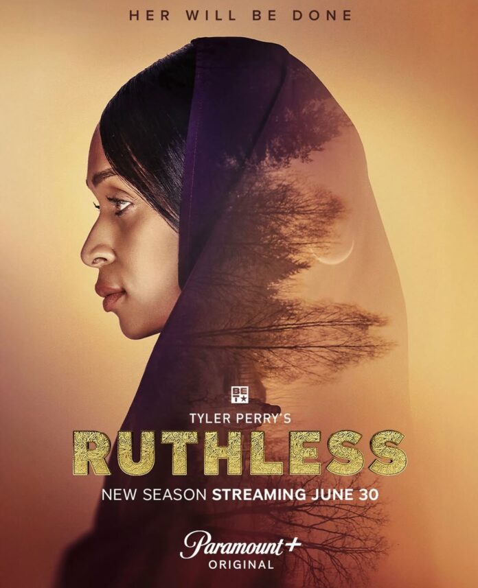 tyler-perrys-ruthless-season-6-key-art-paramount-plus-2026 Key art for “Tyler Perry’s Ruthless” Season 6 featuring Melissa L. Williams for the Paramount+ drama series returning in 2026.