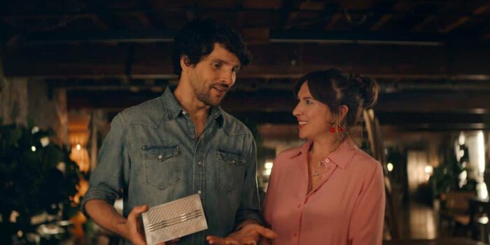 Colin Morgan and Esther Smith in a scene from “Trying” Season 5, streaming on Apple TV.