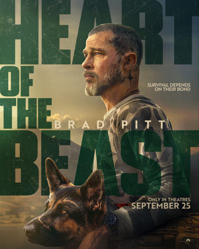 heart-of-the-beast-key-art-brad-pitt-movie-poster-2026 Official key art for Heart Of The Beast starring Brad Pitt as Special Forces officer James Belmont, in theaters September 25, 2026.