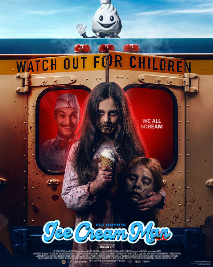 Official poster for the horror film "Ice Cream Man" directed by Eli Roth.