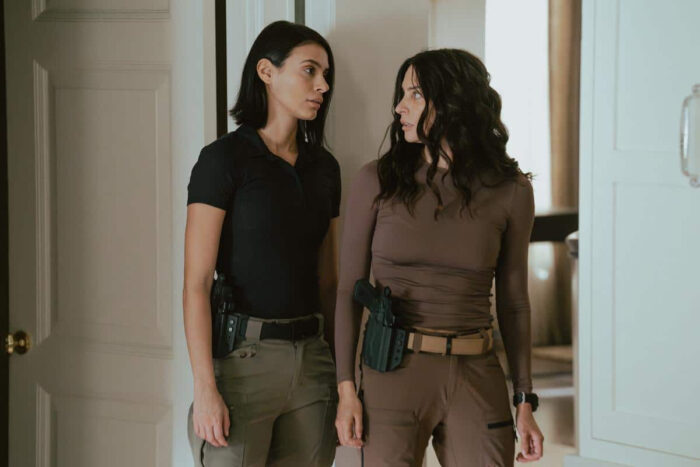 Laysla De Oliveira as Cruz and Genesis Rodriguez as Josie in Season 3, Episode 8 of "Lioness," streaming on Paramount+