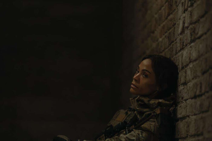 Zoe Saldaña as Joe in Season 3, Episode 1 of "Lioness," streaming on Paramount+.