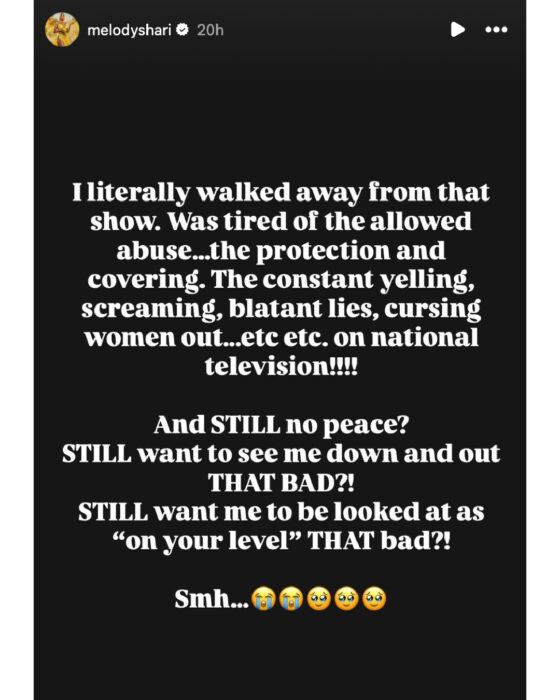 On leaving "Love & Marriage: Huntsville" and shares frustrations in an Instagram Story post.
