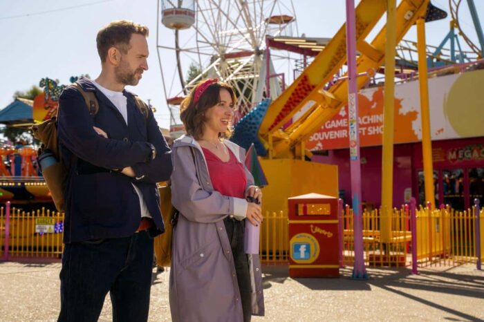 Rafe Spall and Esther Smith as Jason and Nikki in “Trying” Season 5 on Apple TV.