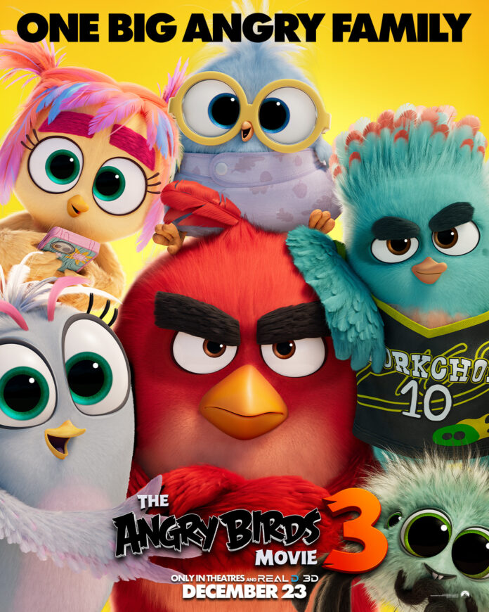 Official poster for "The Angry Birds Movie 3," coming exclusively to theaters on December 23, 2026.