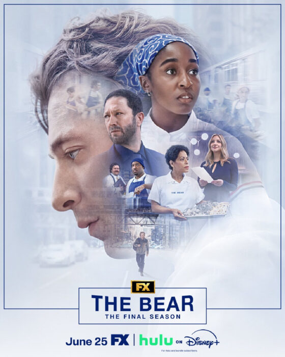 "The Bear" final season key art featuring Carmy Berzatto, Sydney Adamu, Richie Jerimovich, and the restaurant staff as the acclaimed FX drama returns for its final season on June 25, 2026.
