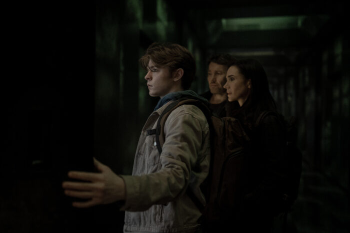 Oakes Fegley, Jennifer Connelly, and Joel Edgerton in “Dark Matter” Season 2, premiering August 28, 2026, on Apple TV.