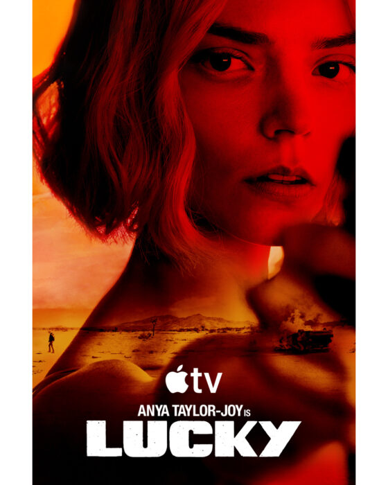 Key art for "Lucky" starring Anya Taylor-Joy, streaming on Apple TV in July 2026.