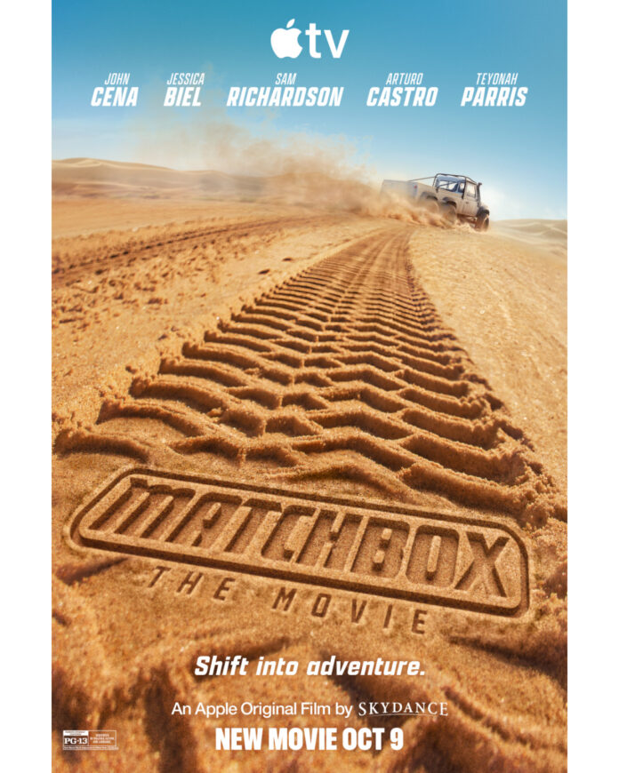 Official key art for "Matchbox The Movie" featuring John Cena and the ensemble cast ahead of the film's October 9, 2026 premiere on Apple TV.