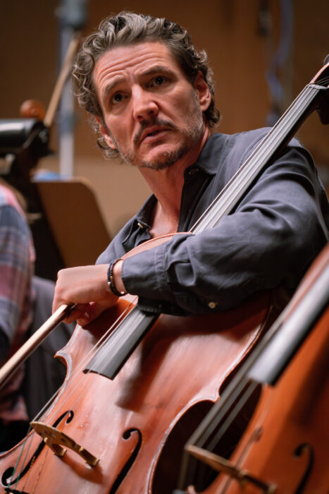 Pedro Pascal as gifted cellist Alex Serian in Behemoth!, directed by Tony Gilroy.