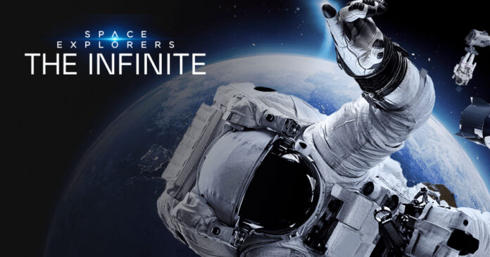 Visitors experience Space Explorers: THE INFINITE, an immersive virtual reality journey aboard the International Space Station at Pullman Yards in Atlanta, Georgia.