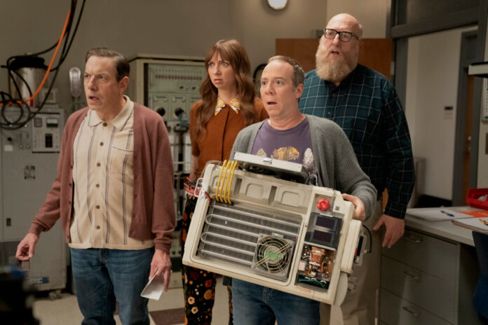 stuart-fails-to-save-the-universe-cast-hbo-max John Ross Bowie, Lauren Lapkus, Kevin Sussman, and Brian Posehn in "Stuart Fails to Save the Universe."