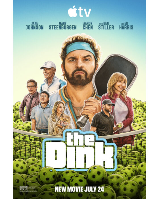 Key art for "The Dink" starring Jake Johnson, streaming on Apple TV in July 2026.