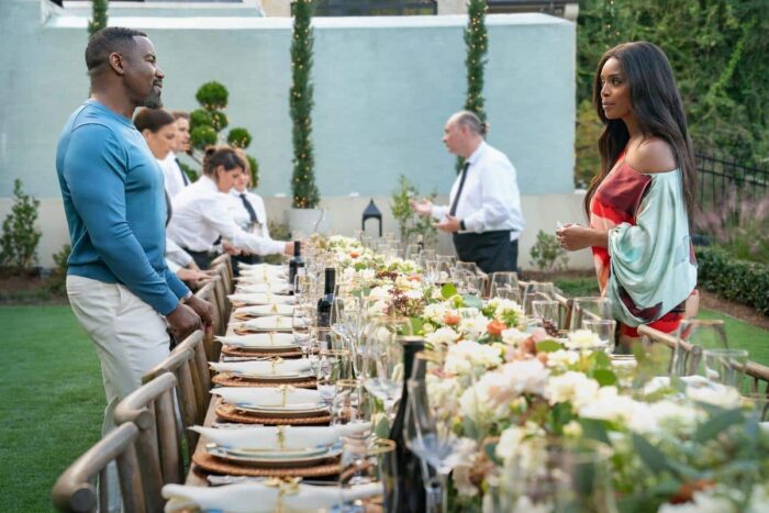 Michael Jai White as Marcus and Tasha Smith as Angela in "Why Did I Get Married Again?" on Netflix.