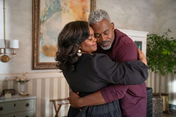 ill Scott as Sheila and Lamman Rucker as Troy in "Why Did I Get Married Again?" on Netflix.